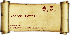 Várnai Patrik névjegykártya